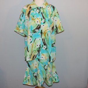 Southern Lady 24W Skirt Set Top and Pull On Elastic Waist Skirt Button Front Top